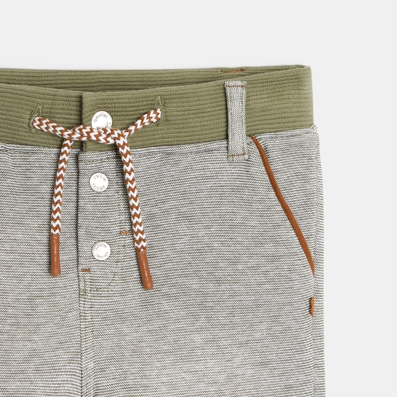 Pantalon molleton maille fantaisie vert bébé garçon