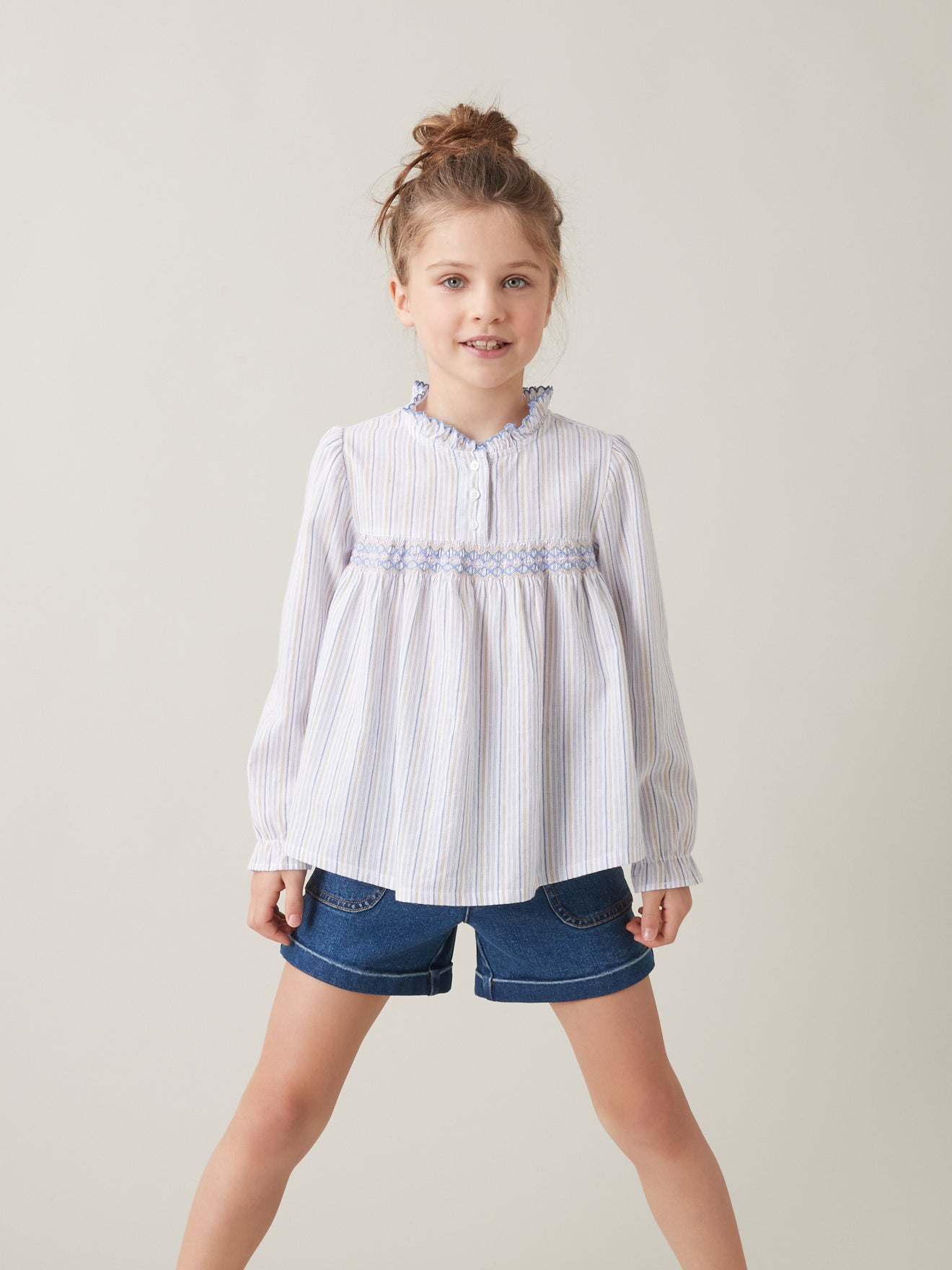 Blouse à smocks Fille