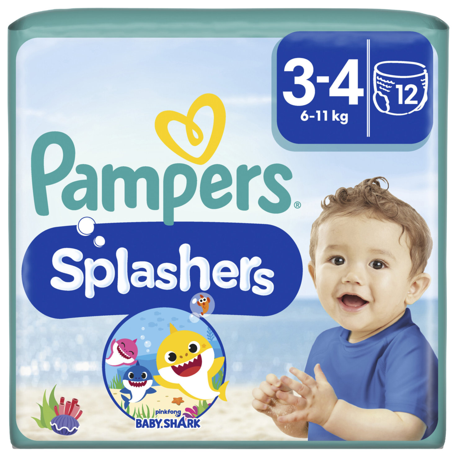 Pampers Badewindeln Splashers Grösse 3-4, 6-11kg, 12 Stück
