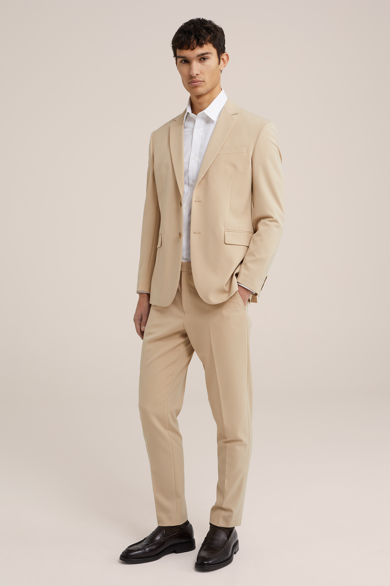 tall fit overhemd met stretch Fundamentals Wit