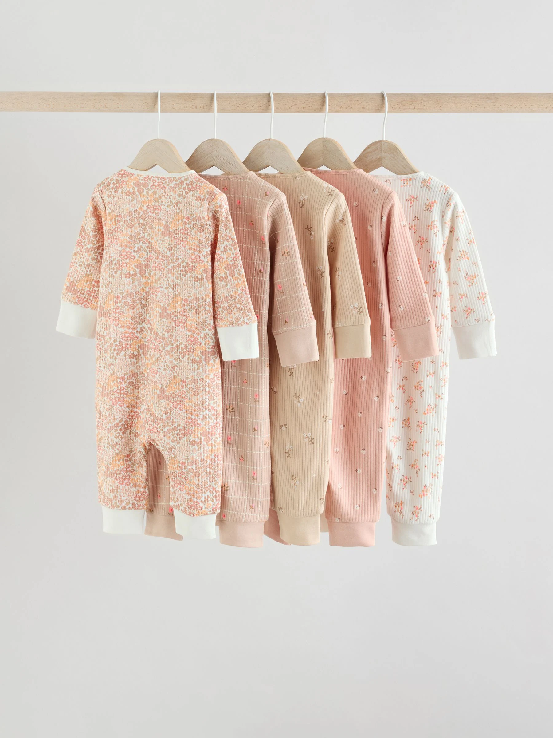 Neutraal - 5 Pack Baby-pyjama's met tweewegrits (0mnd -3jr)