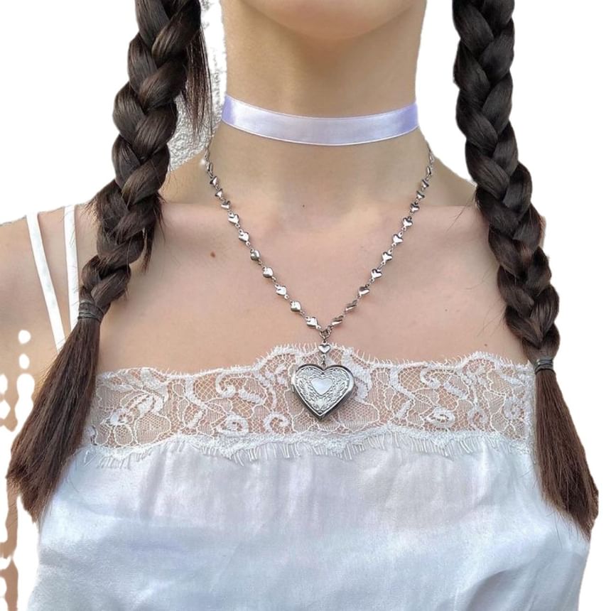 Epoch - Gegraveerde hartvormige hanger ketting