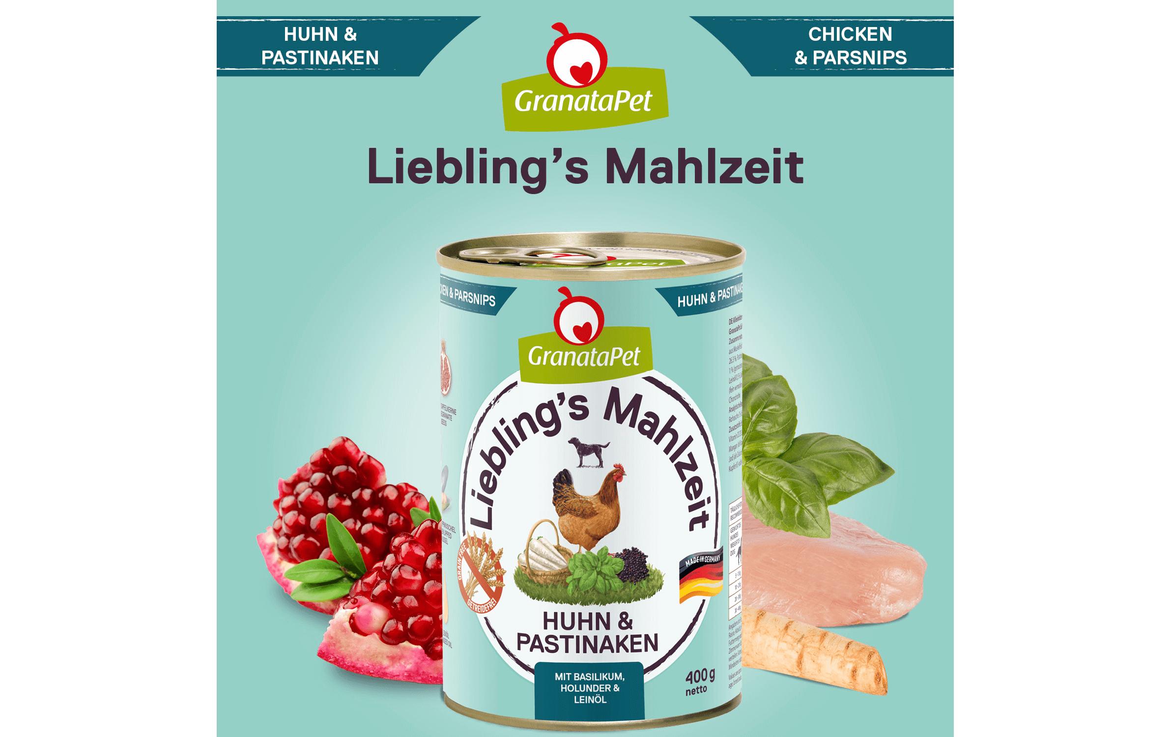 Nassfutter Liebling's Mahlzeit Huhn & Pastinaken 400 gAlleinfuttermittel für ausgewachsene Hunde