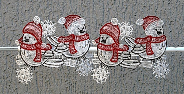 Stickereien Plauen Scheibengardine »Wintervögel« Stangendurchzug 1 Stk. tlg. Fensterdekoration 