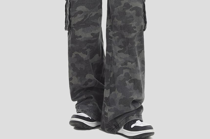 INStudio - Hoge taille camouflage rechte cargojeans