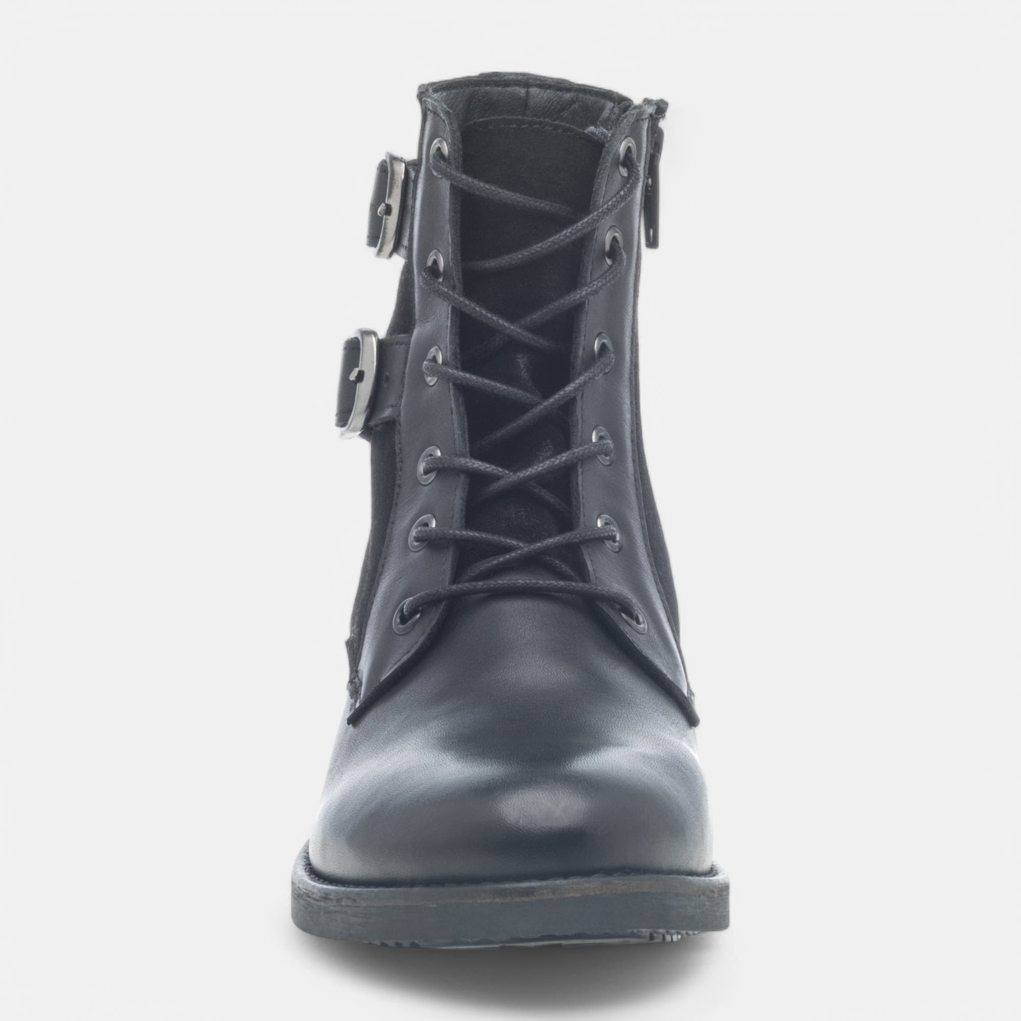 Bottines à lacets Femme en cuir noir
