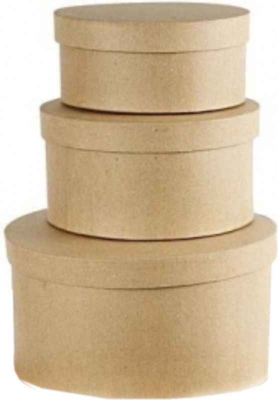 Ronde bruine hobby of opslag dozen set in 3-formaten 25/30/35 cm diameter