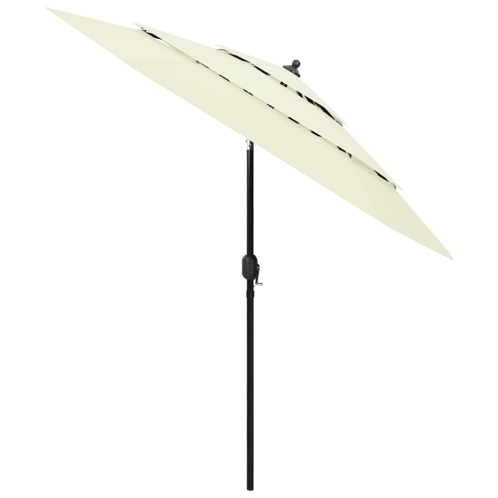 Parasol à 3 niveaux avec mât en aluminium 2,5 m sable