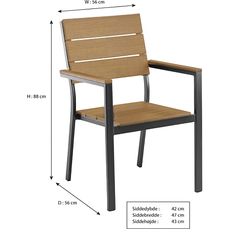 Carlton havestol, stabelbar - teak look