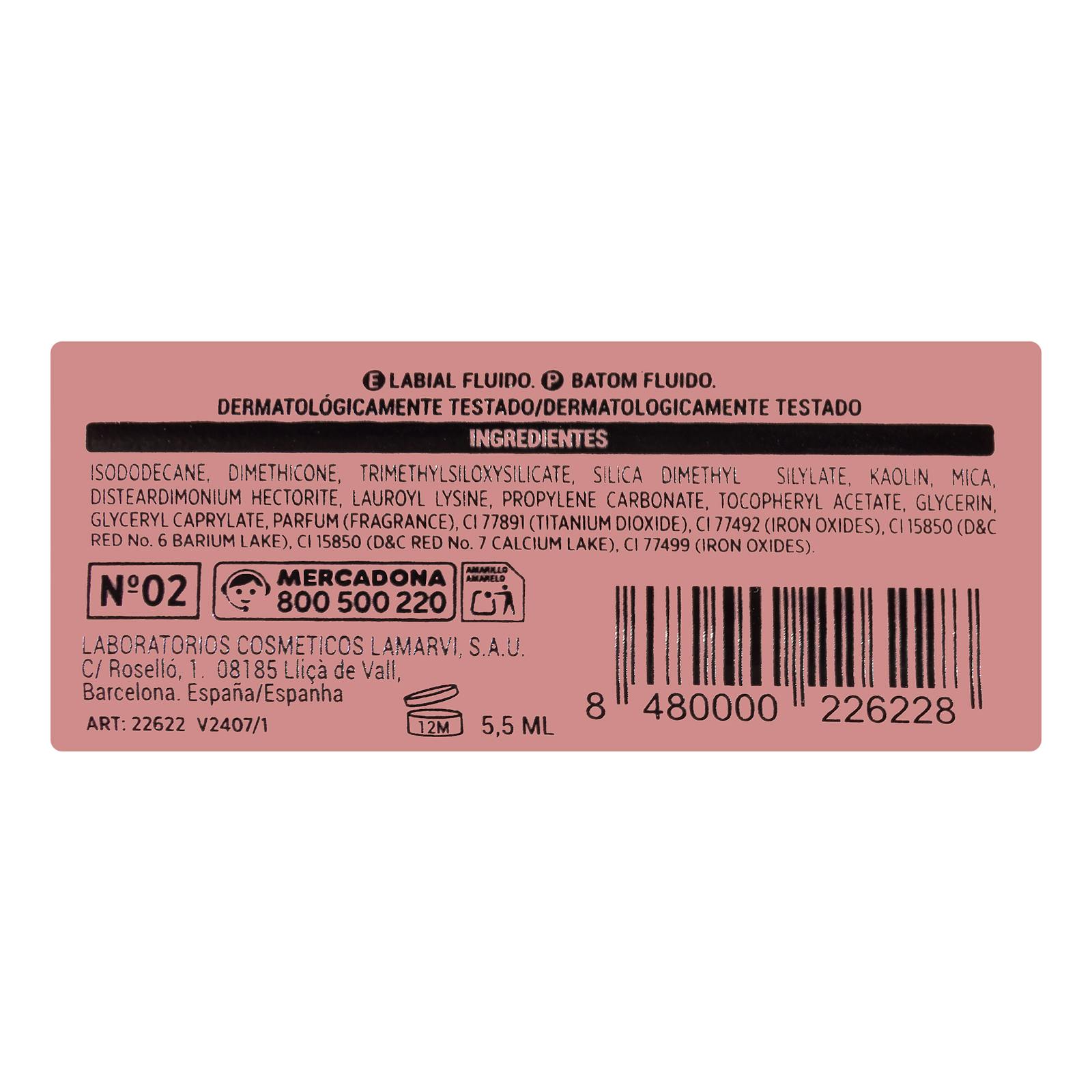 Rouge à lèvres fluide mat Deliplus 02 rose nude