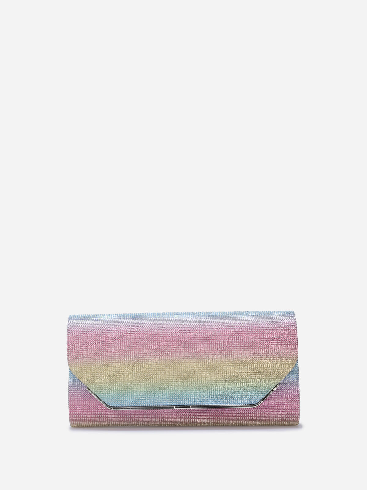 Pochette pailletée à rabat métallique- Multicolore