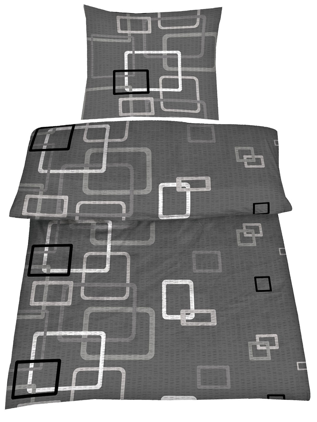 2er Set - Mikrofaser Seersucker Bettwäsche Grey Box ca. 135 x 200 cm