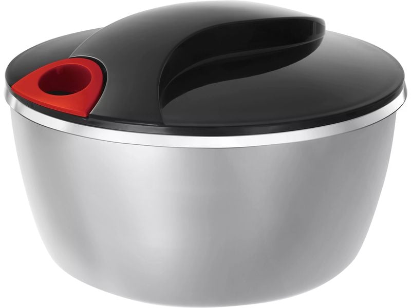 Moha Salatschleuder Tornado 24 cm, Schwarz/Silber Praktische Schleuder für Salat