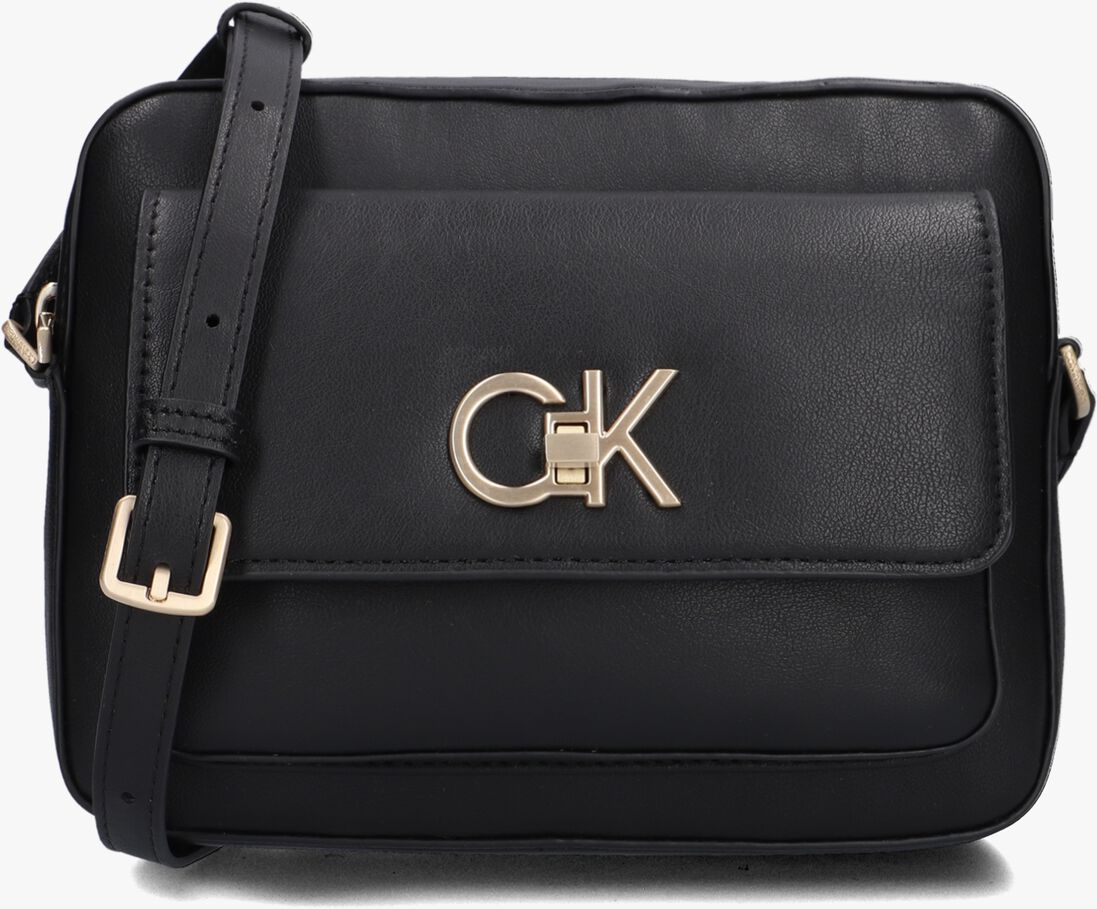 CALVIN KLEIN zwarte calvin klein schoudertas re-lock camera bag w/flap
