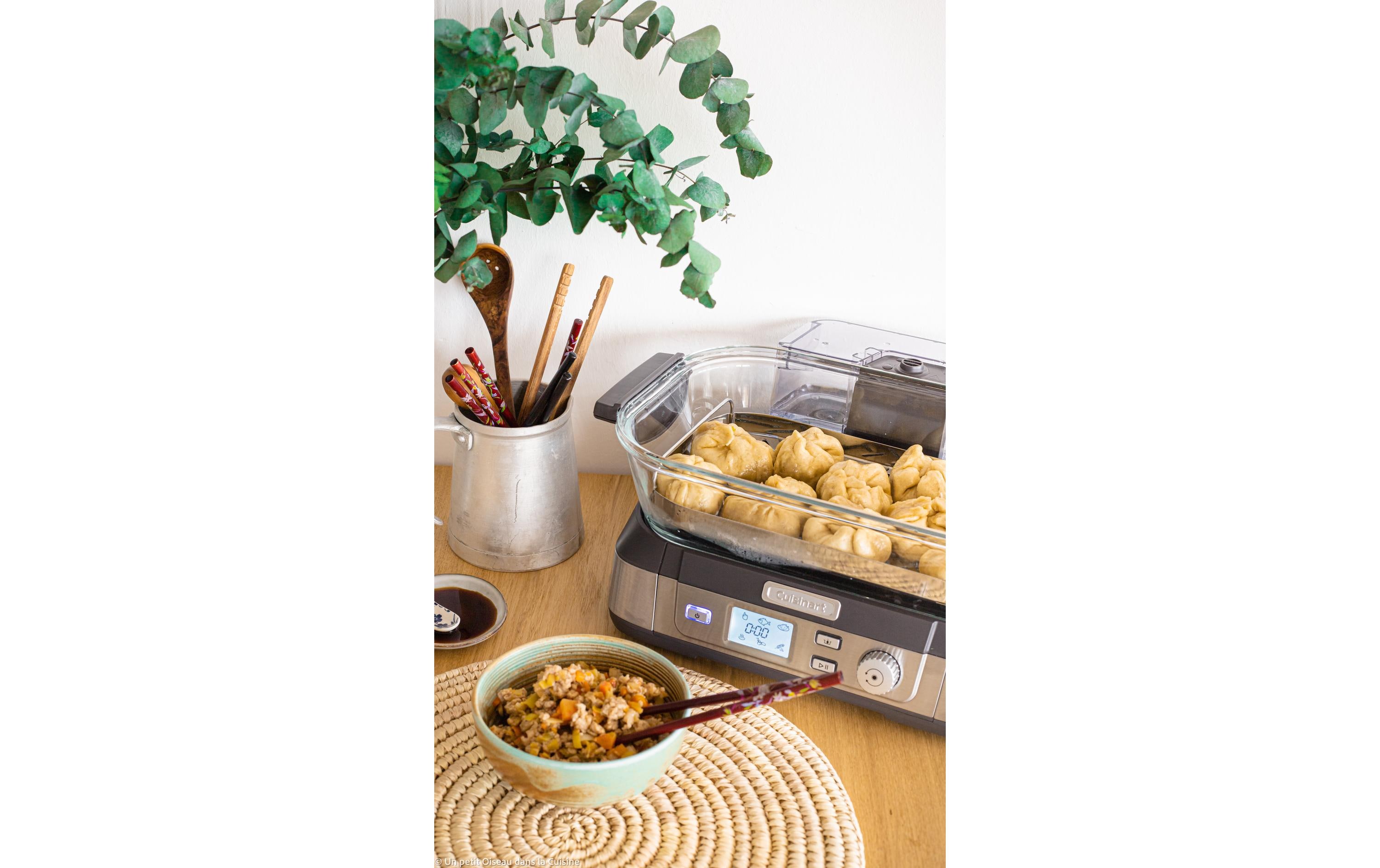 Dampfgarer Digital Steam Cooker<br>Dampfgarer mit Kochtopf und Deckel aus widerstandsfähigem Glas