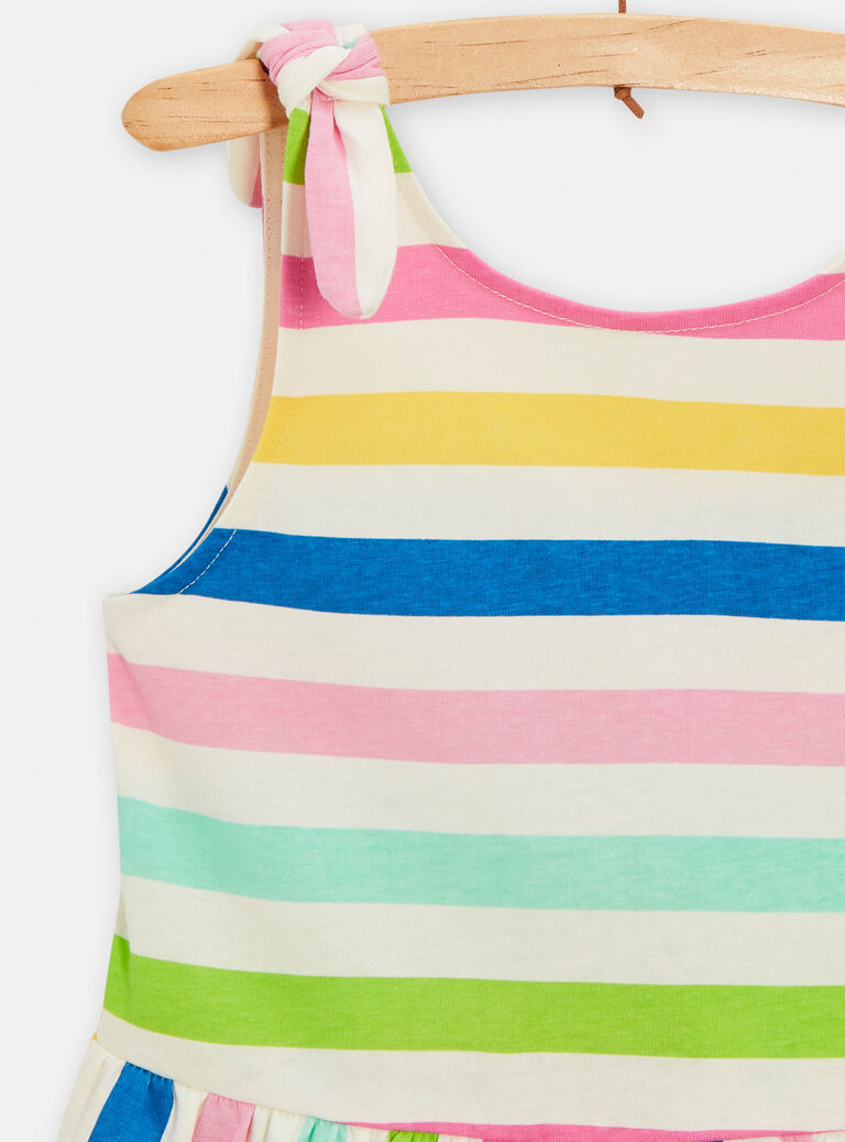 Robe imprimé rayures multicolores pour fille