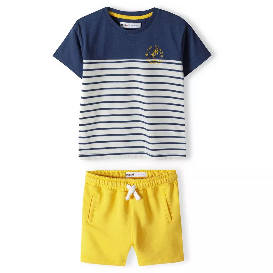 MINOTI T-Shirt und Shorts im Set GelbWeißDunkelblau