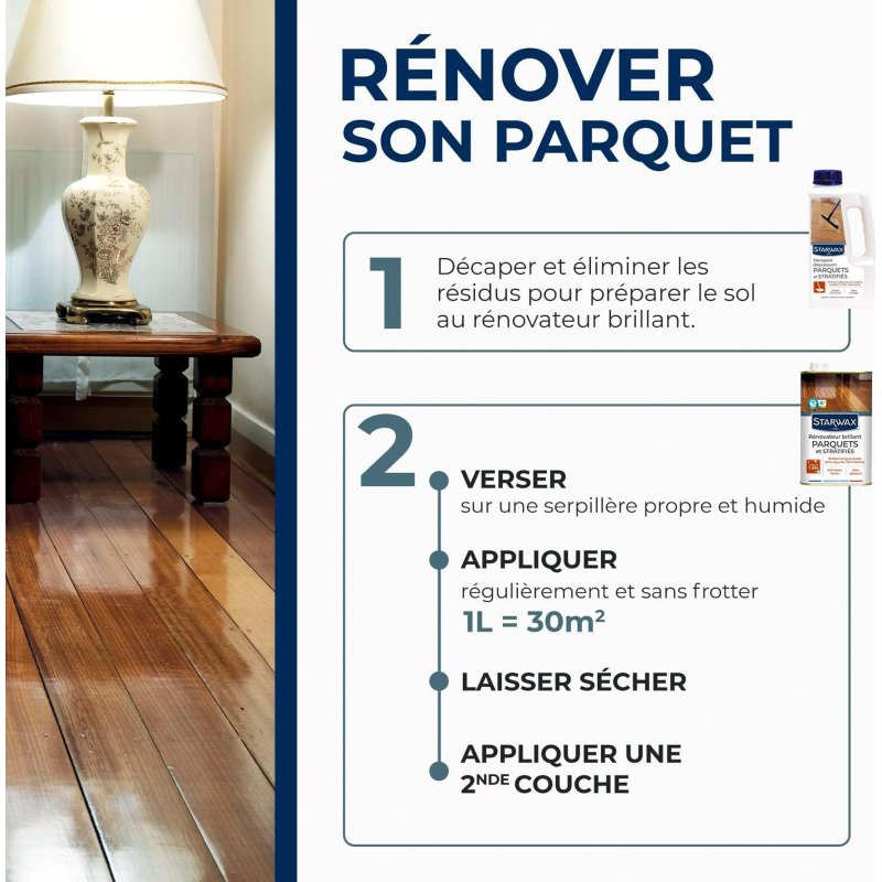 Rénovateur longue durée parquets sols stratifiés - brillant - 1 L
