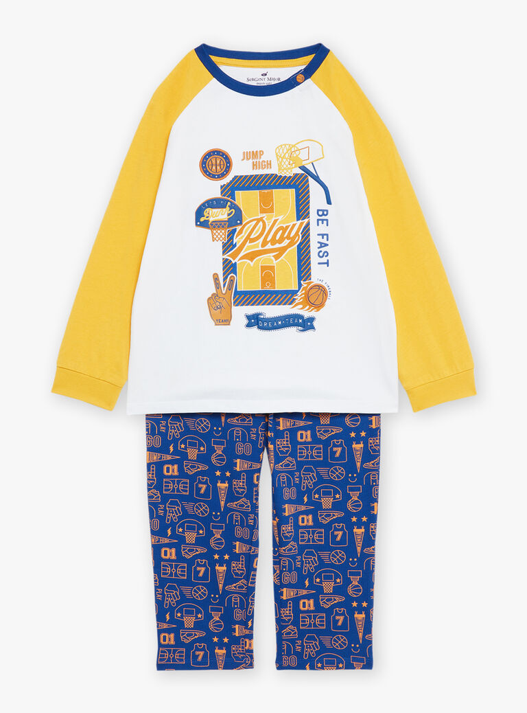 Pyjama bleu roi et jaune en jersey