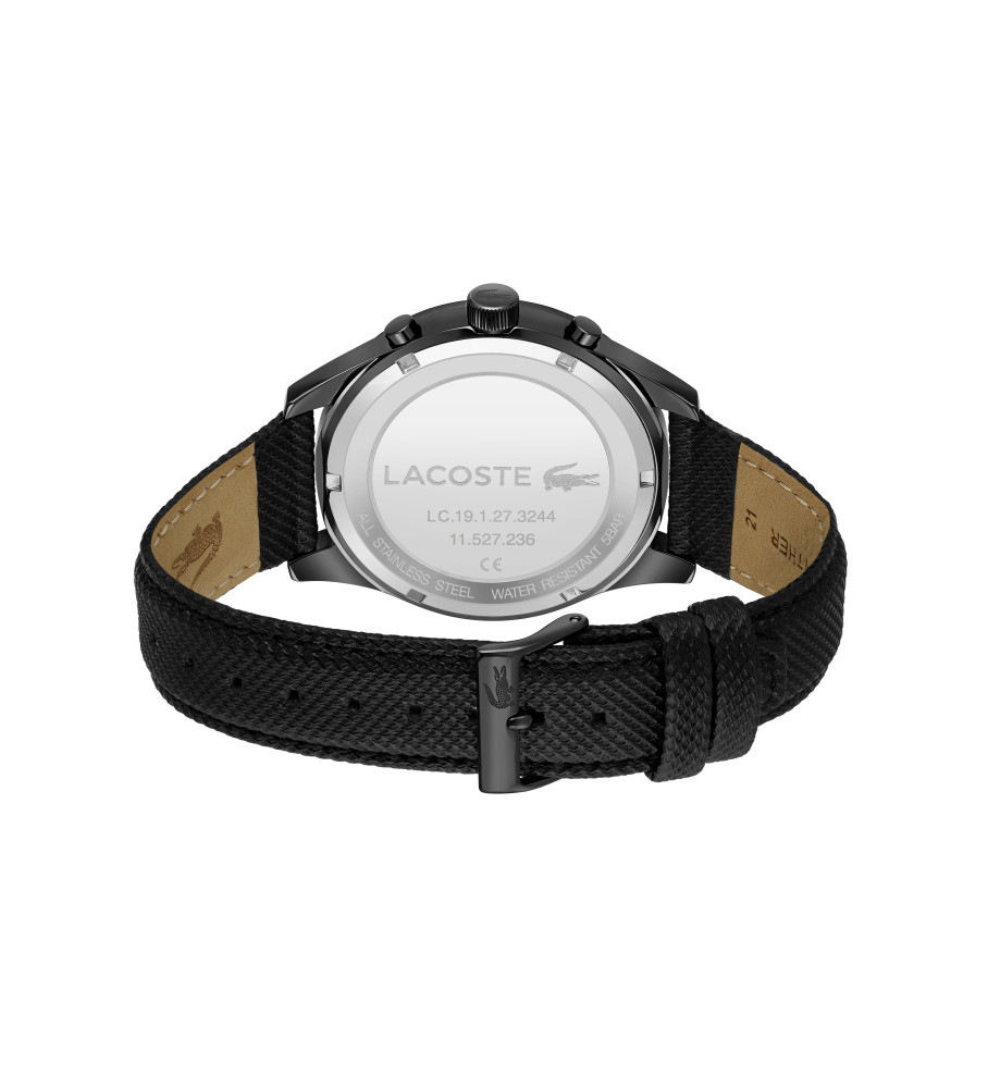 Relógio analógico Lacoste Apext com pulseira de couro, preto