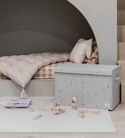 3 Sprouts Opbevaringskasse m. L?g - 63x38x39 cm - Terrazzo/Lyseg