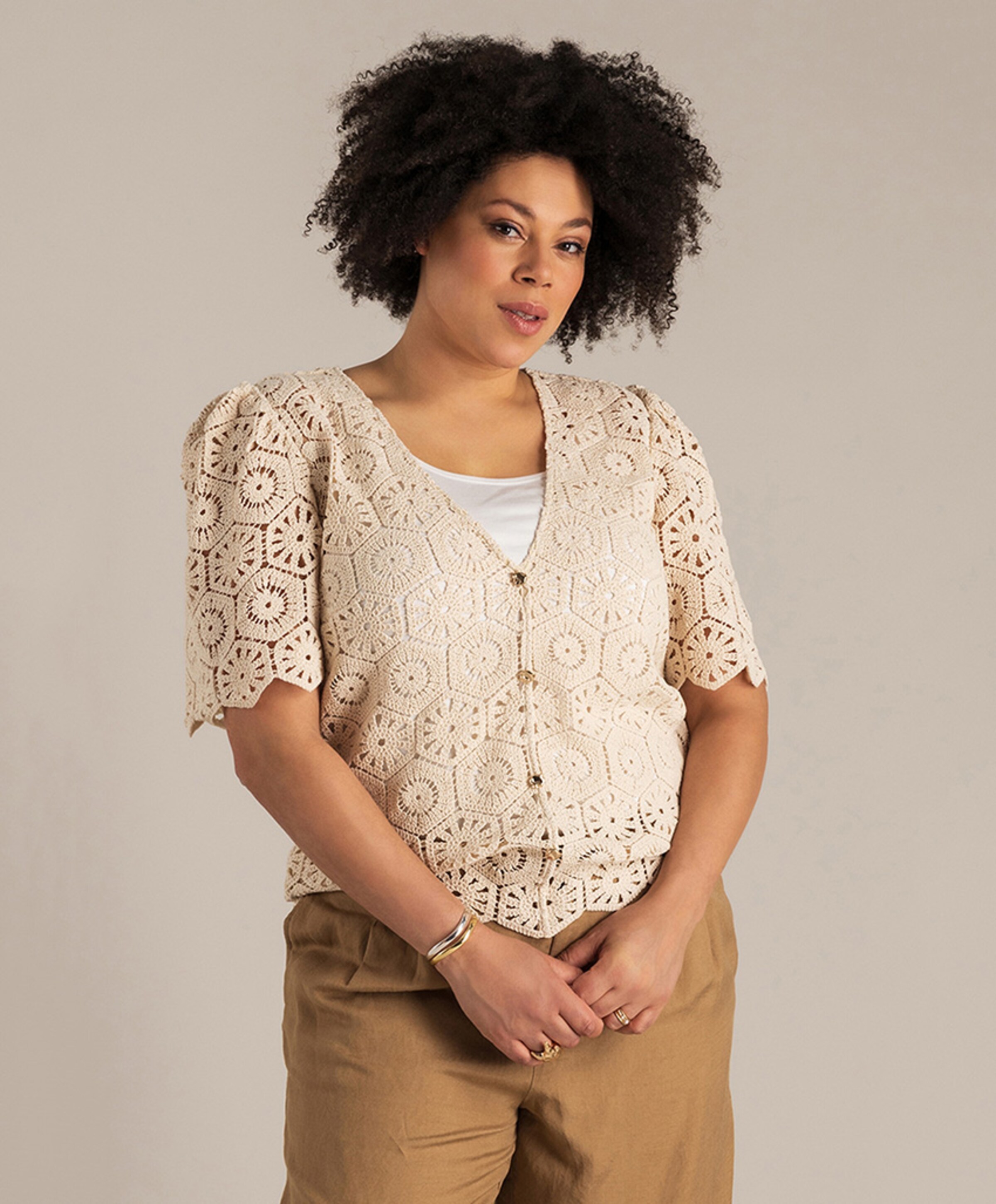 Yest Curve Dames vest beige