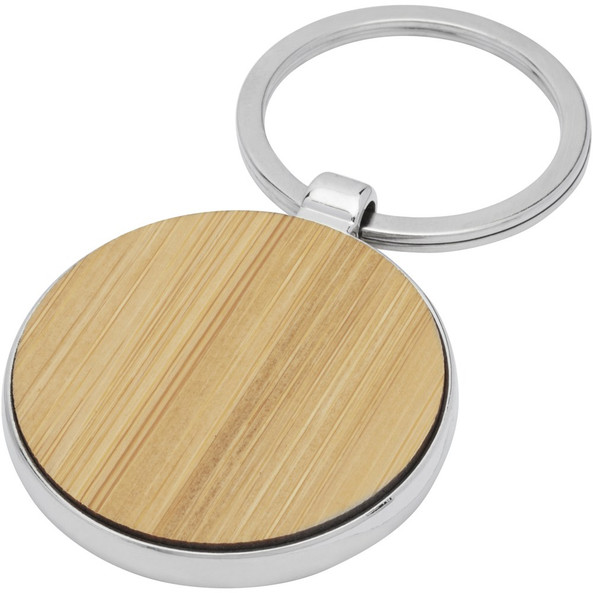 EgotierPro 118125 - Porte-clés rond Nino en bambou
