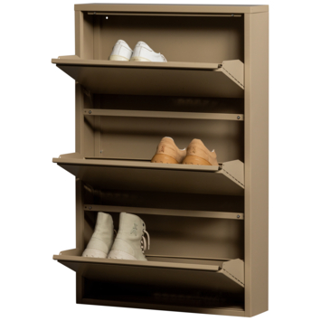 WOOOD schoenenkast Sabine 3-vaks zand metaal 103 x 66 x 16 cm
