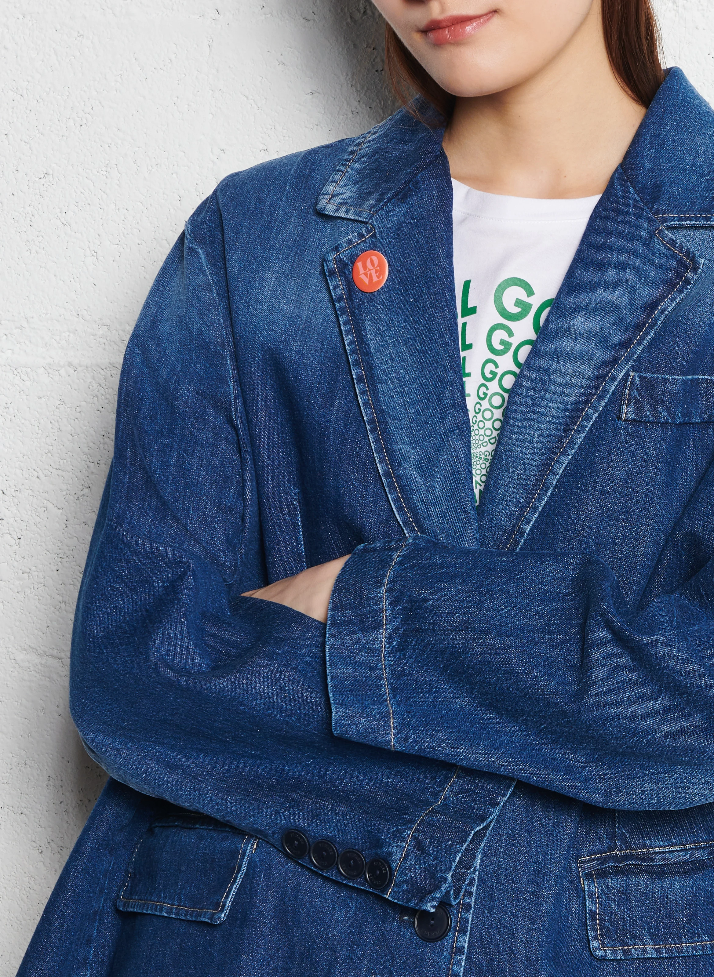 Veste en jean oversize en coton | Bleu