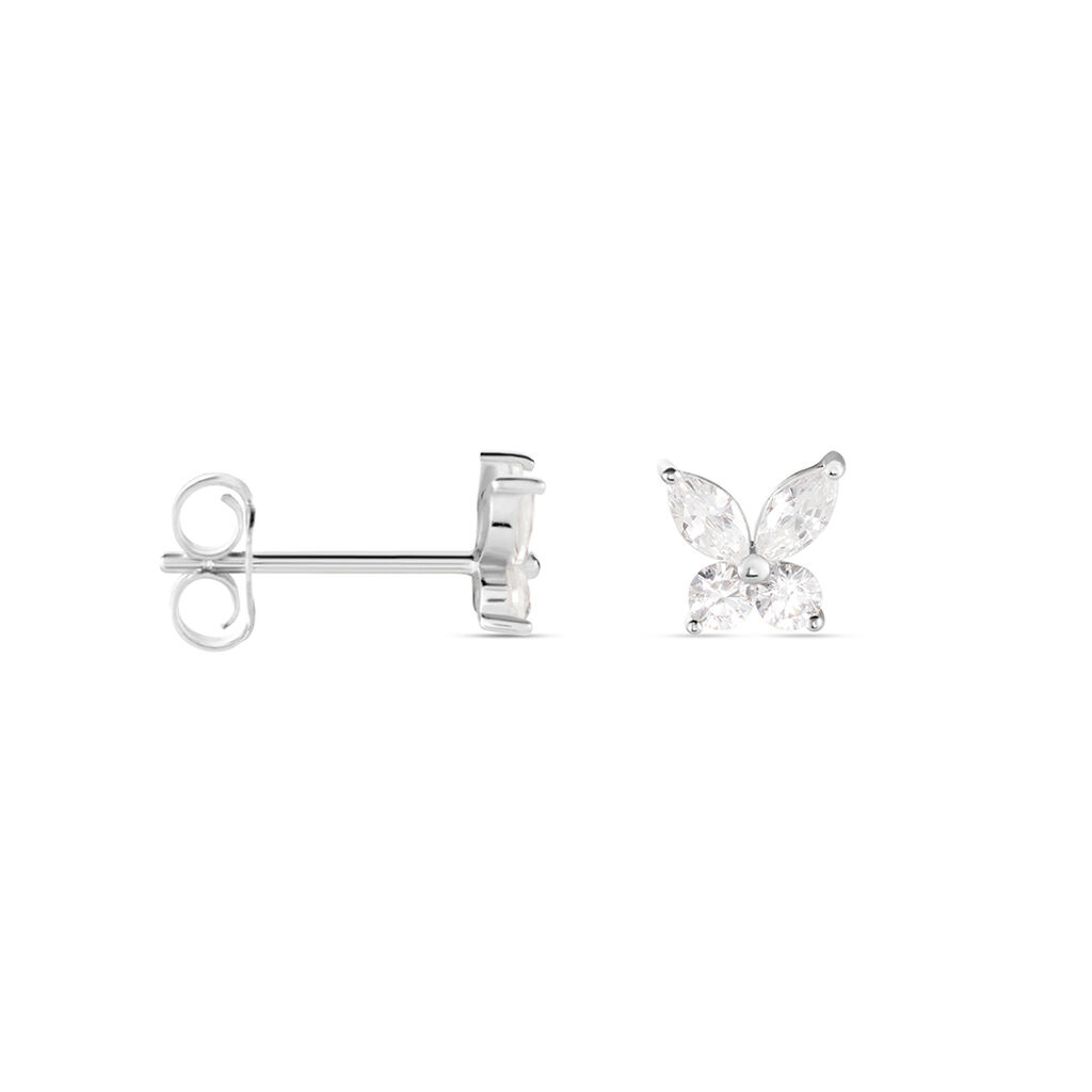 Boucles D'oreilles Puces Fay Argent Blanc Oxyde De Zirconium