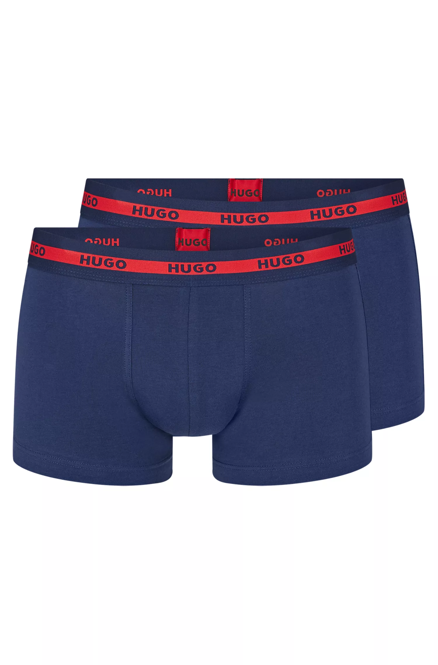 HUGO Vermelho - Pacote com duas cuecas boxer com cós com o logotipo, em algodão elástico.