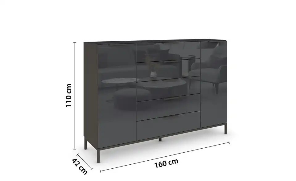 Highboard Graphit 160 cm Basaltgrau, Graphit