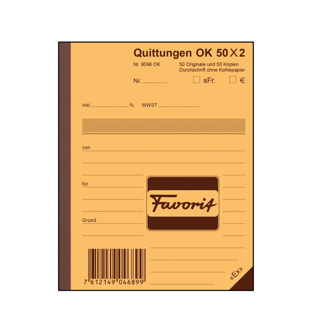 A6 Quittungsbuch Ohne Kohlepapier Durchschreibe Buch 50x2 (9096OK)