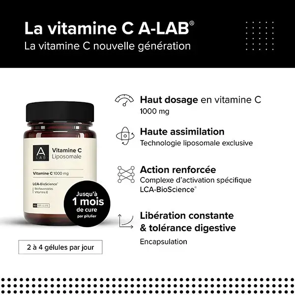 Vitamina C Lipossomal A-Lab 1000mg - Vitalidade, Antifadiga, Antioxidante - 60 cápsulas