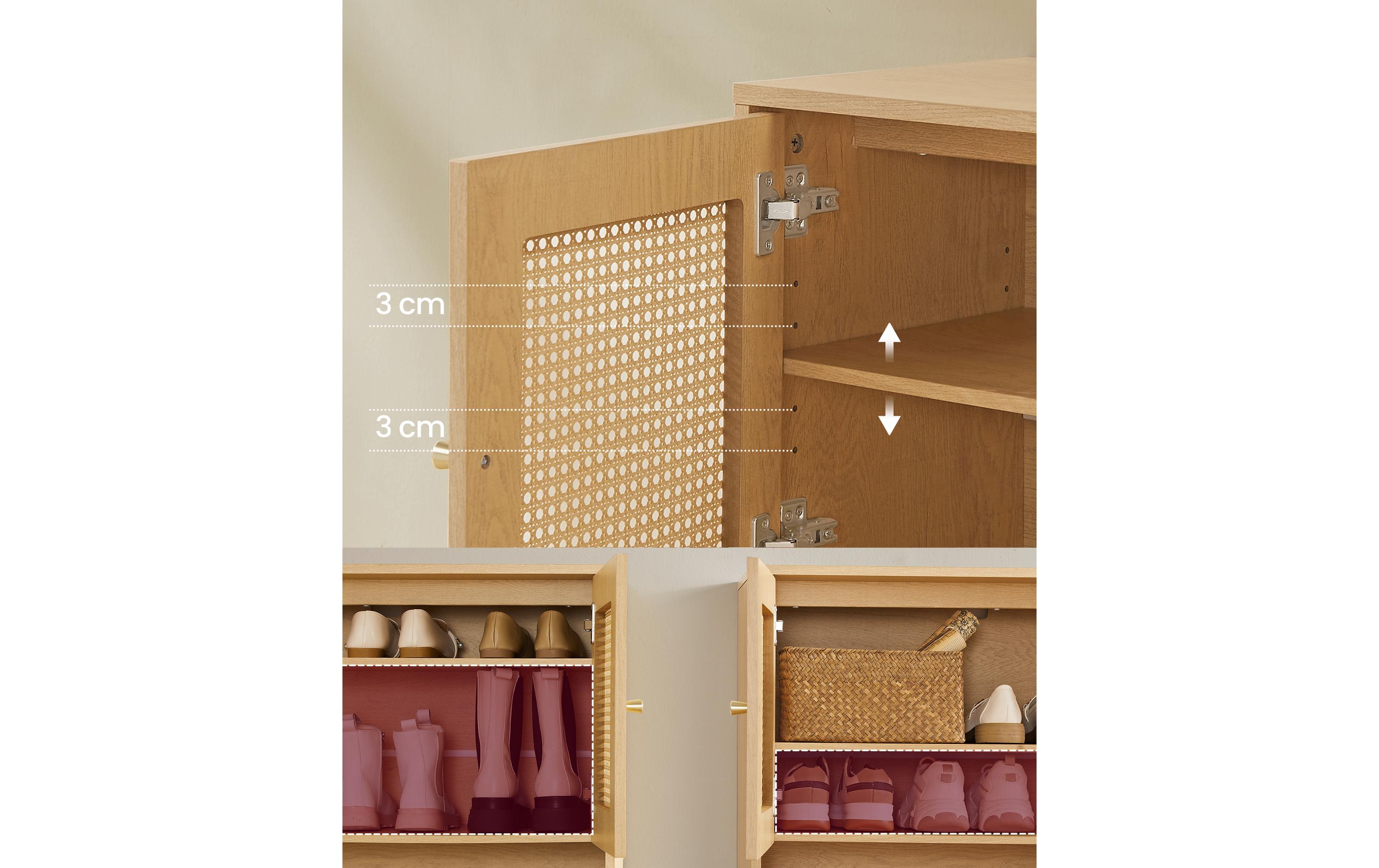 Schuhschrank Boho-Stil 80 x 70 cm, Beige<br>Schuh-Organizer