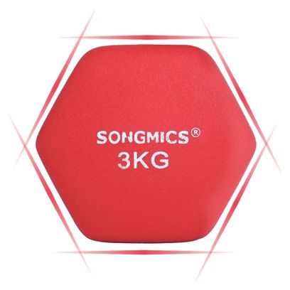 Lot de haltères 2 x 3 kg fitness musculation rouge 12_0002018