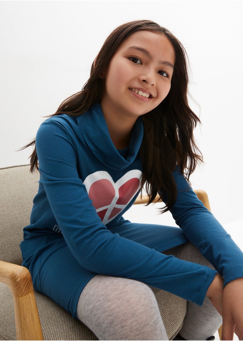Robe en jersey fille avec grand col