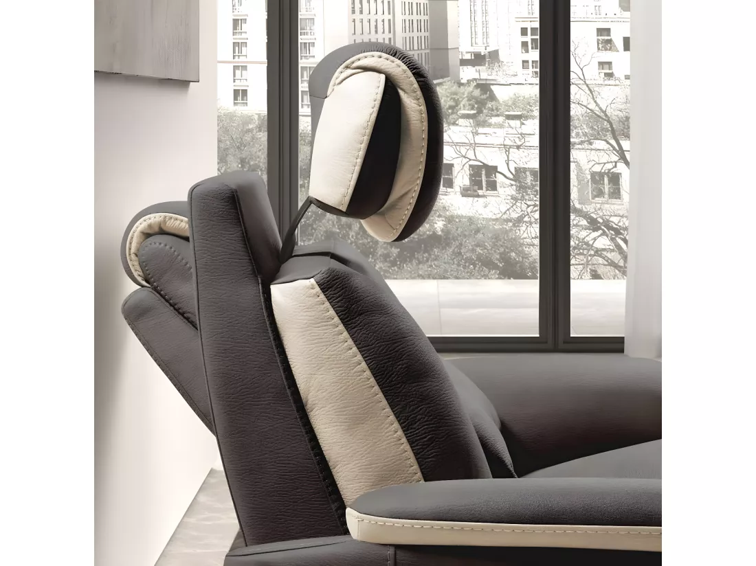Canapé de relaxation électrique en nubuck Kondort-Couleur Gris foncé-3 places relax électrique