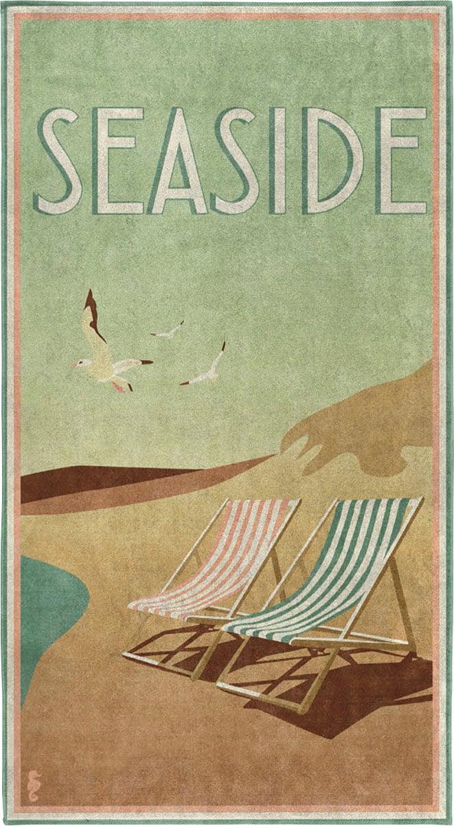 Seahorse Strandtuch »Blackpool« 90x170, für Pool und Sauna, mit Vintage Aufdruck, Strandstuhl