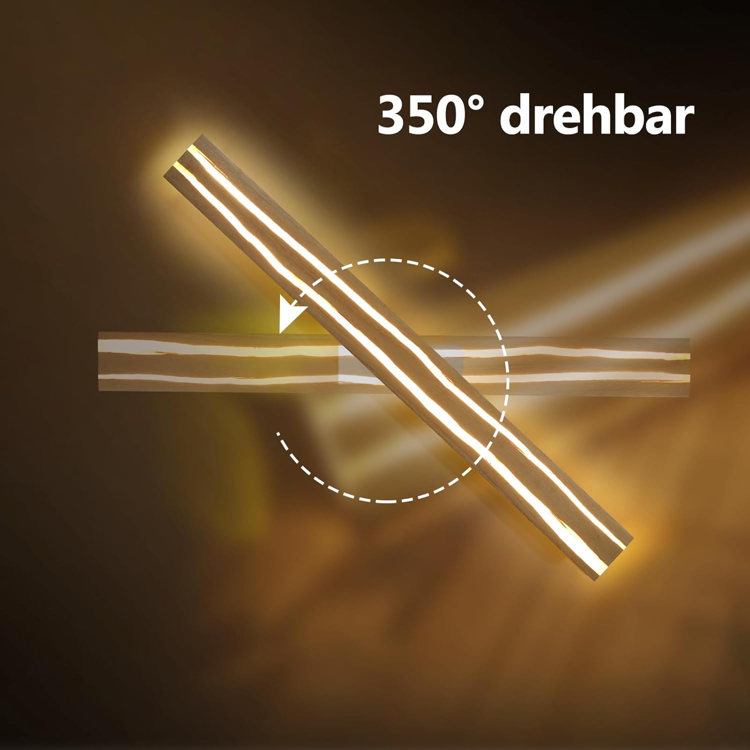 ZMH 2ER Wandlampe LED Wandleuchte Holz - 16W Flurlampe Innen 100CM Warmweiß Treppenhauslampe Modern Wohnzimmerlampe Design Schlafzimmerlampe Wandbeleuchtung für Wohnzimmer Flur Treppenhaus