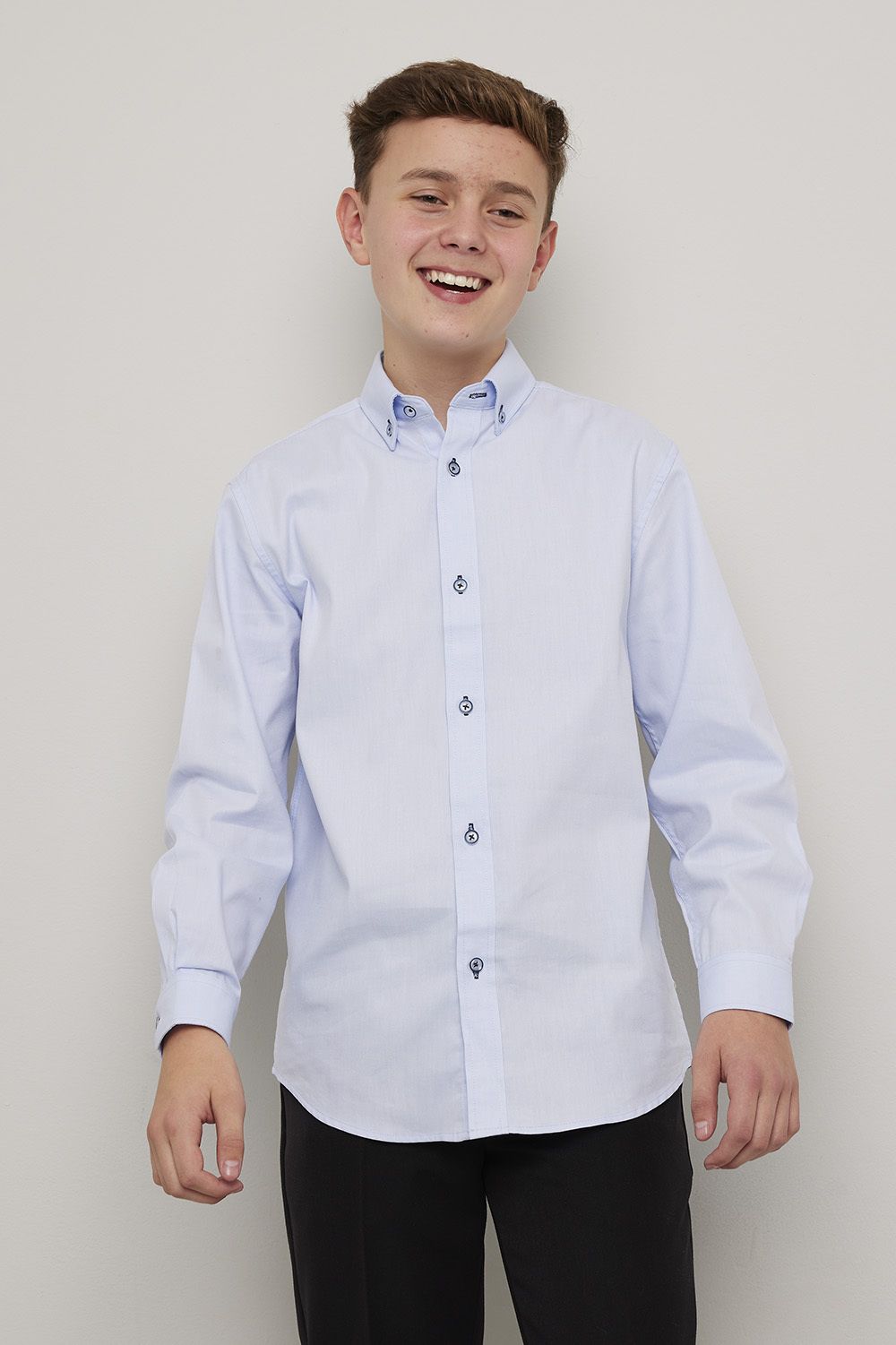 Skjorte easy care med button down krage og kontrast