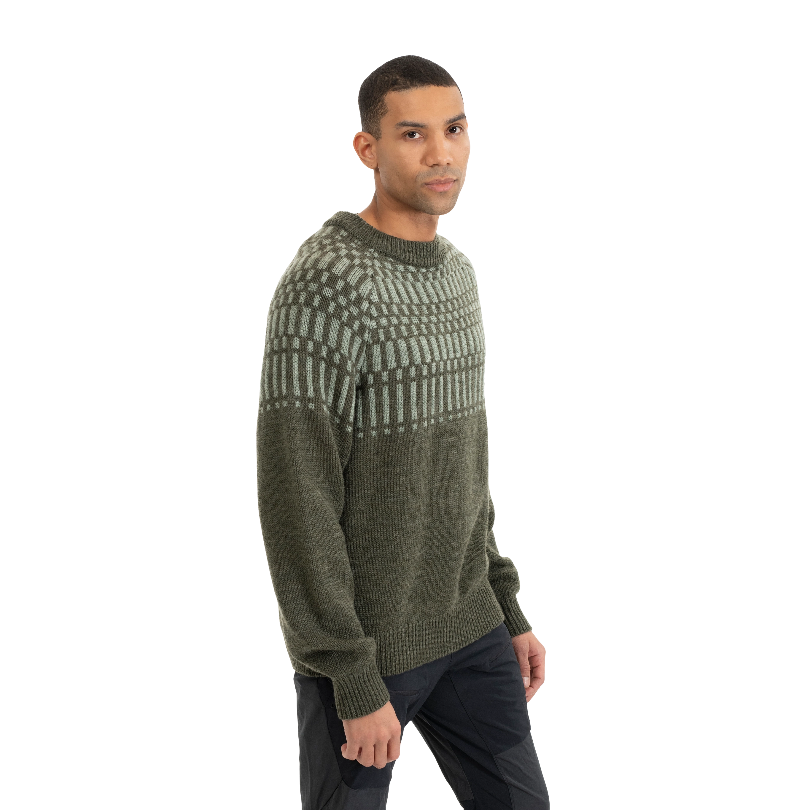 Nordmarka Merino Jumper Men Dark Green Mud / Light Green Mud