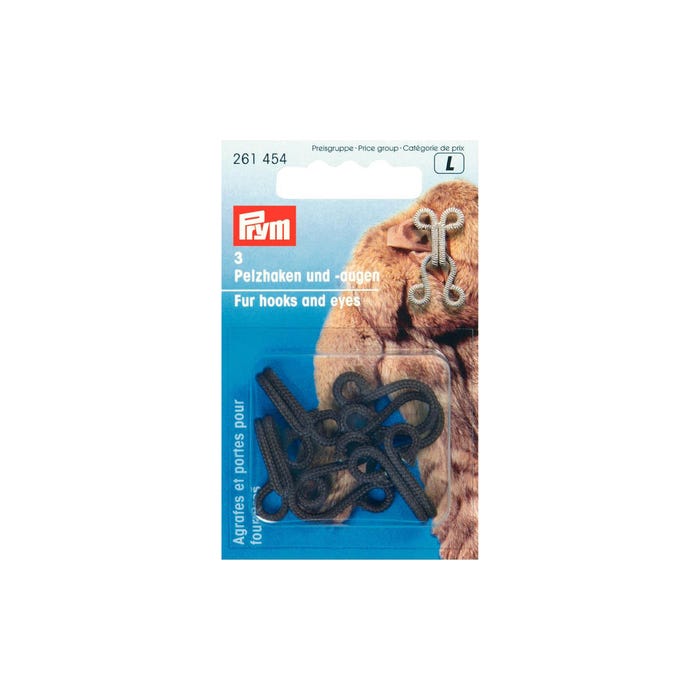 Prym-3 haken en ogen voor pels, bruin