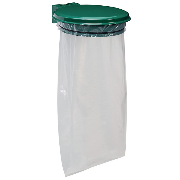 Support sac poubelle mural Rossignol vert avec couvercle 110 L