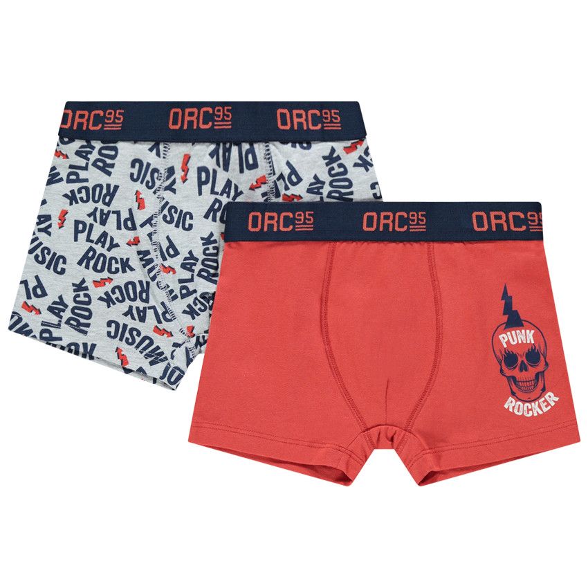Lot de 2 boxers imprimé / uni - Gris chiné