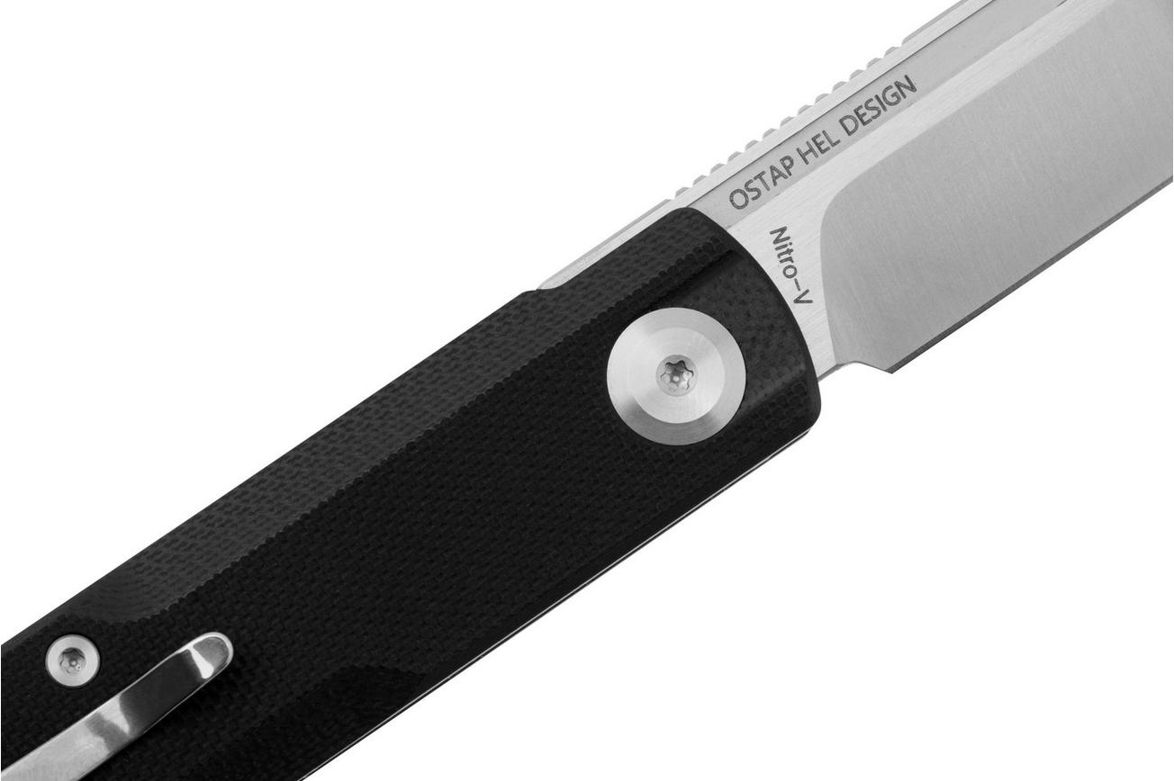Real Steel G-Tanto EDC 7801BS Satin Nitro-V, Black G10, slipjoint zakmes, Ostap Hel design