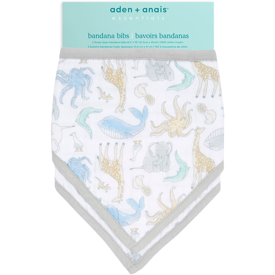 aden + anais™ essentials Baumwoll-Musselin-Bandana  Lätzchen natural history 2er Pack