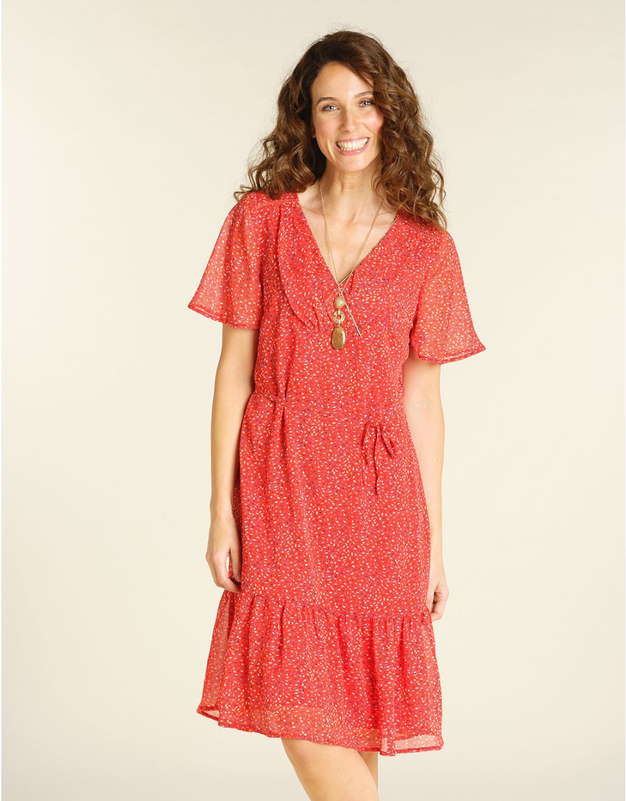 Robe chic en voile rouge