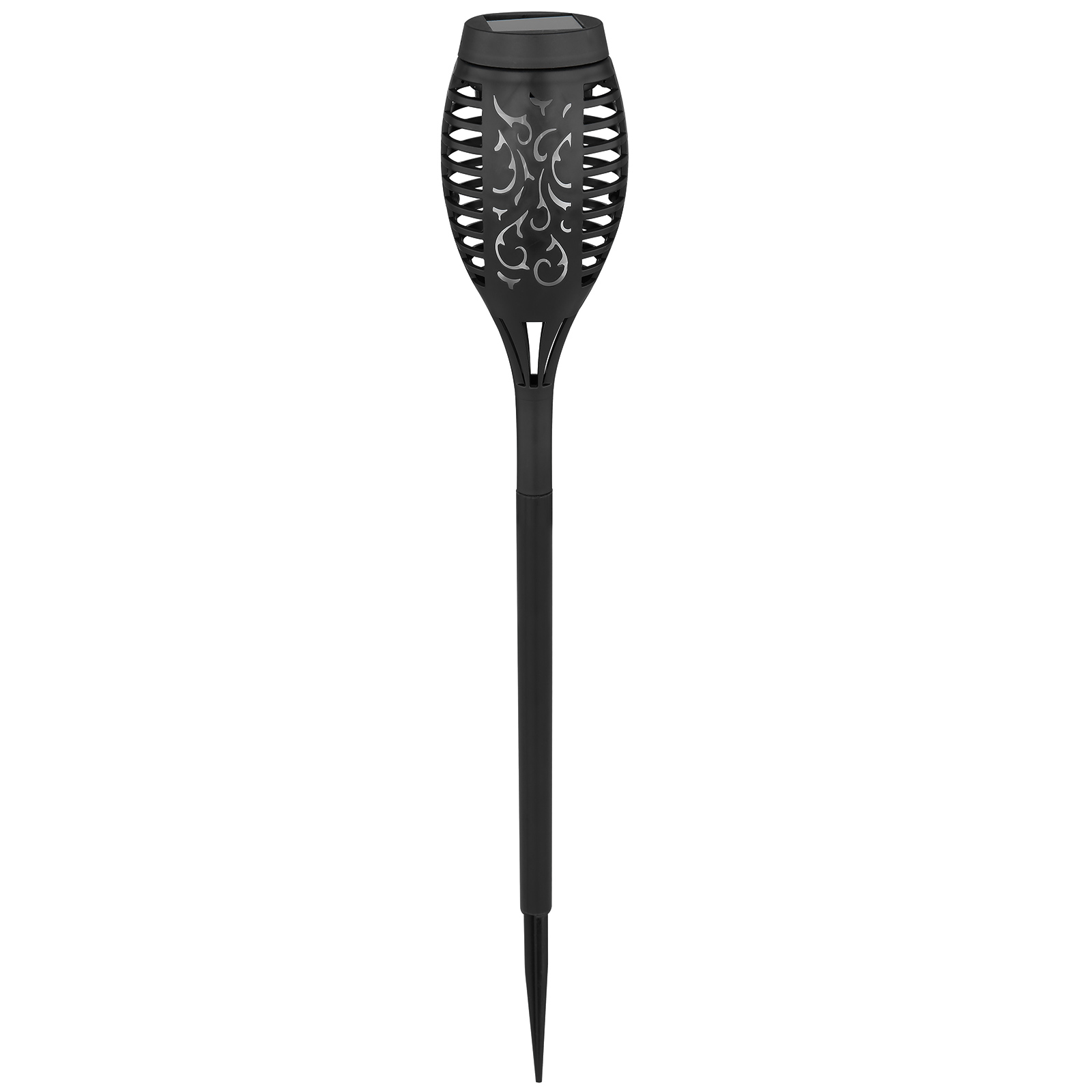 LED-Solar-Erdspieß - schwarz - Flammeneffekt - 97,5 cm