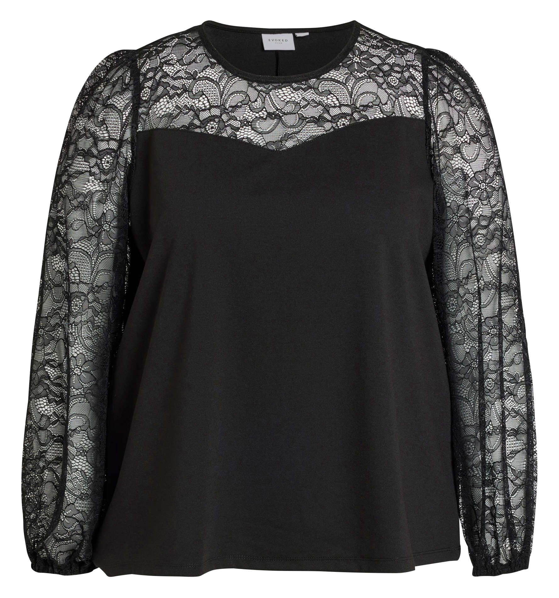 STASIA - Top col rond en dentelle| Noir